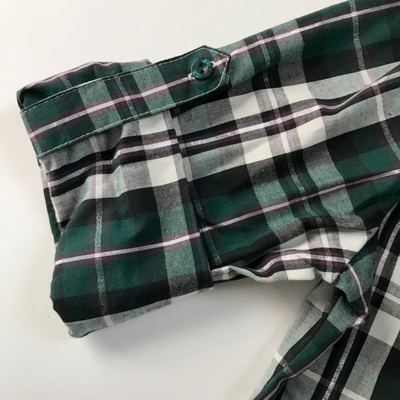 Bongo Button Down Green Plaid Top - Picture 5 of 8